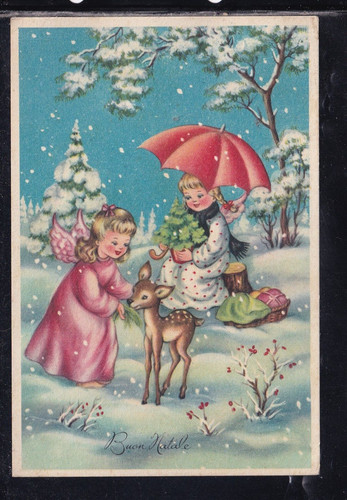Cartolina buon natale bambina - buon,
