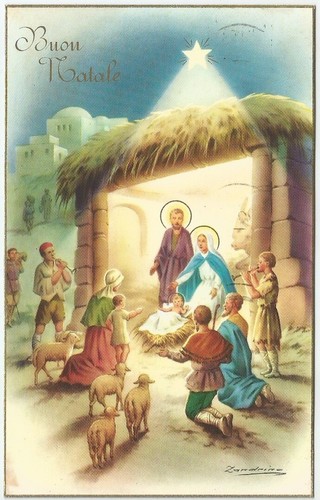 Cartolina buon natale anni - cartolina,